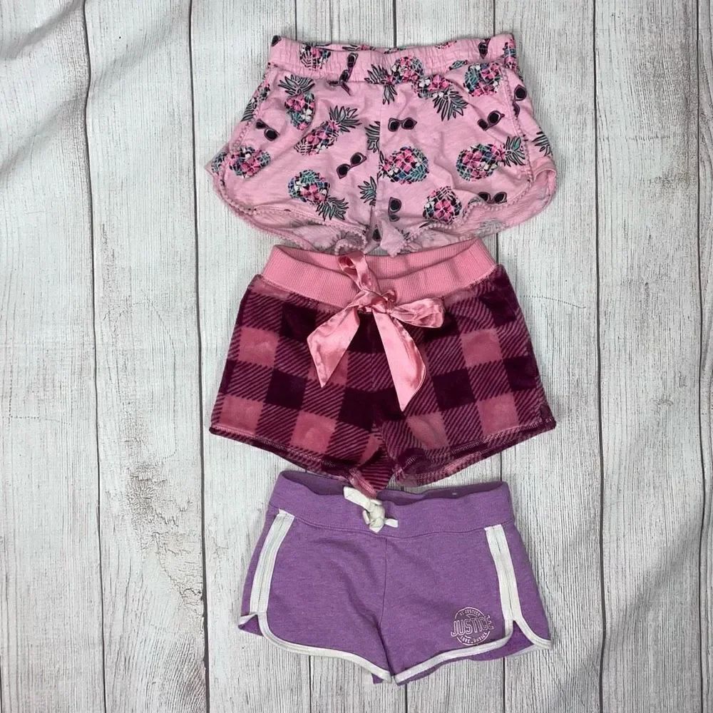 Justice 3 bundle shorts sz 7/8 girls